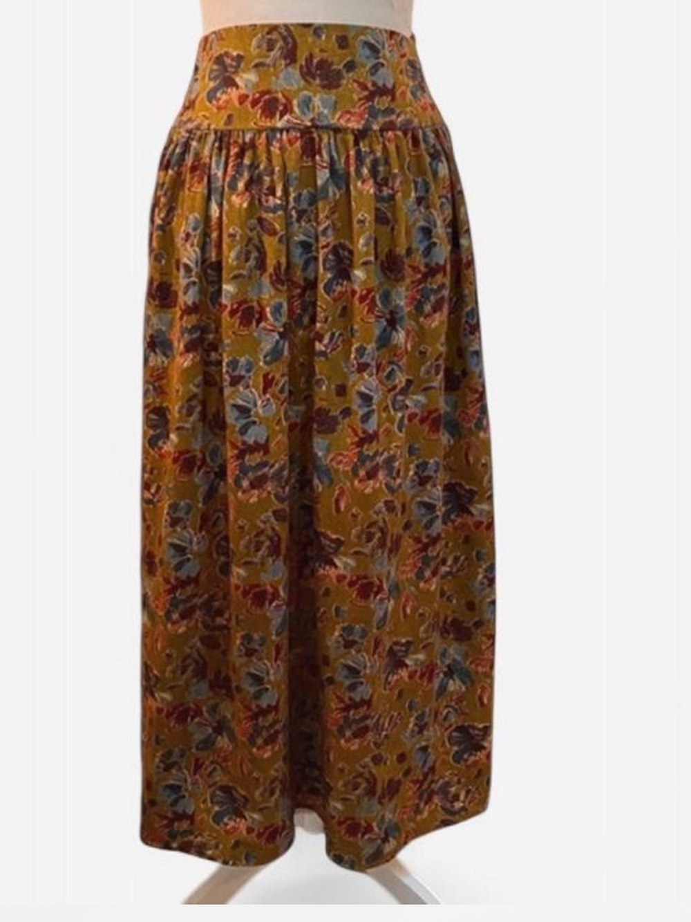 NATURAL LIFE Mustard Floral High-Waist Maxi Skirt